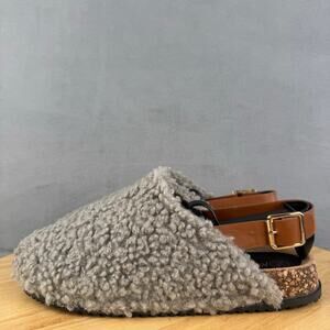 Nasty Gal Gray Faux Shearling Footbed Slip On Shoes Women’s Size 7 US